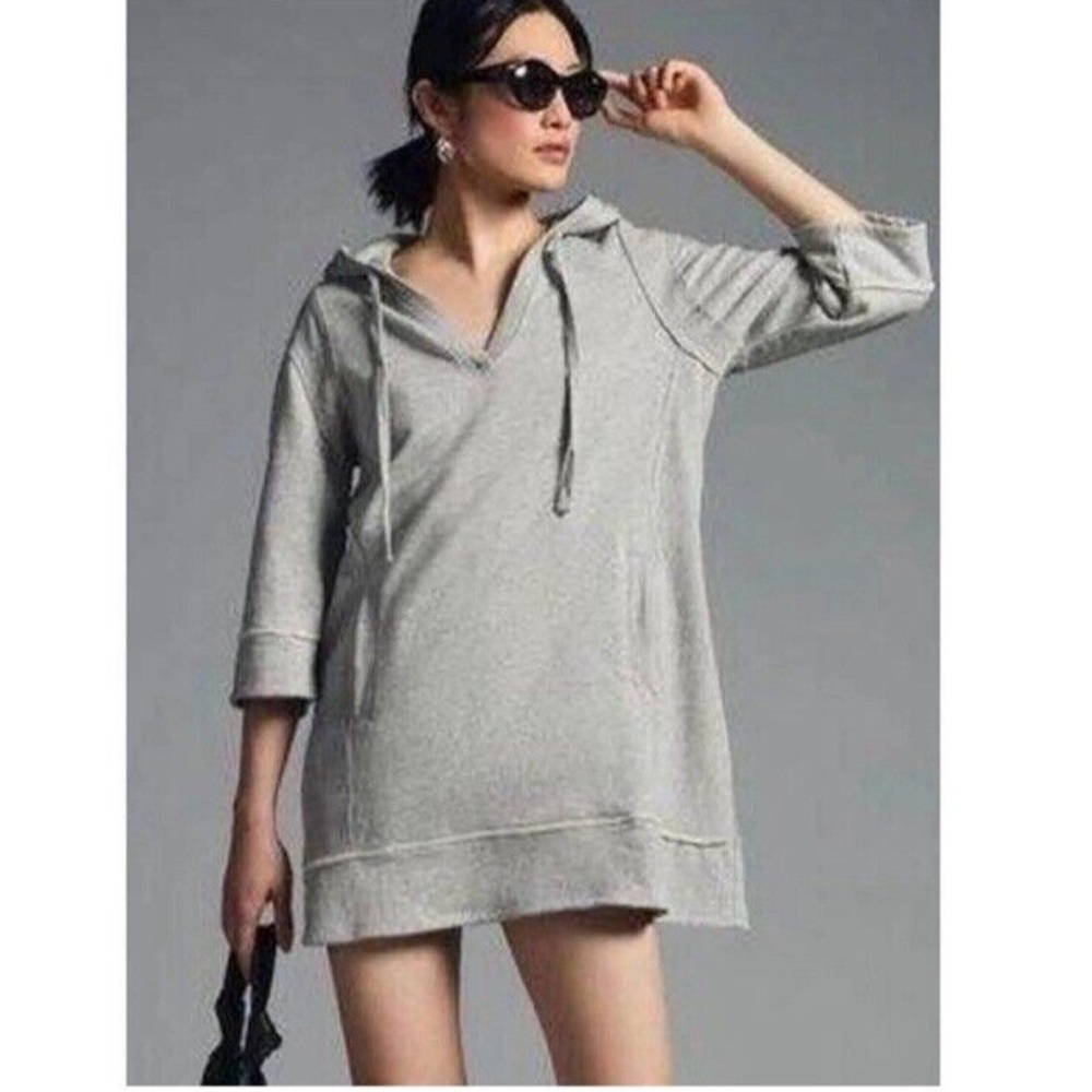 Anthropologie Daily Practice Sporty Hooded Mini Dress Sweatshirt